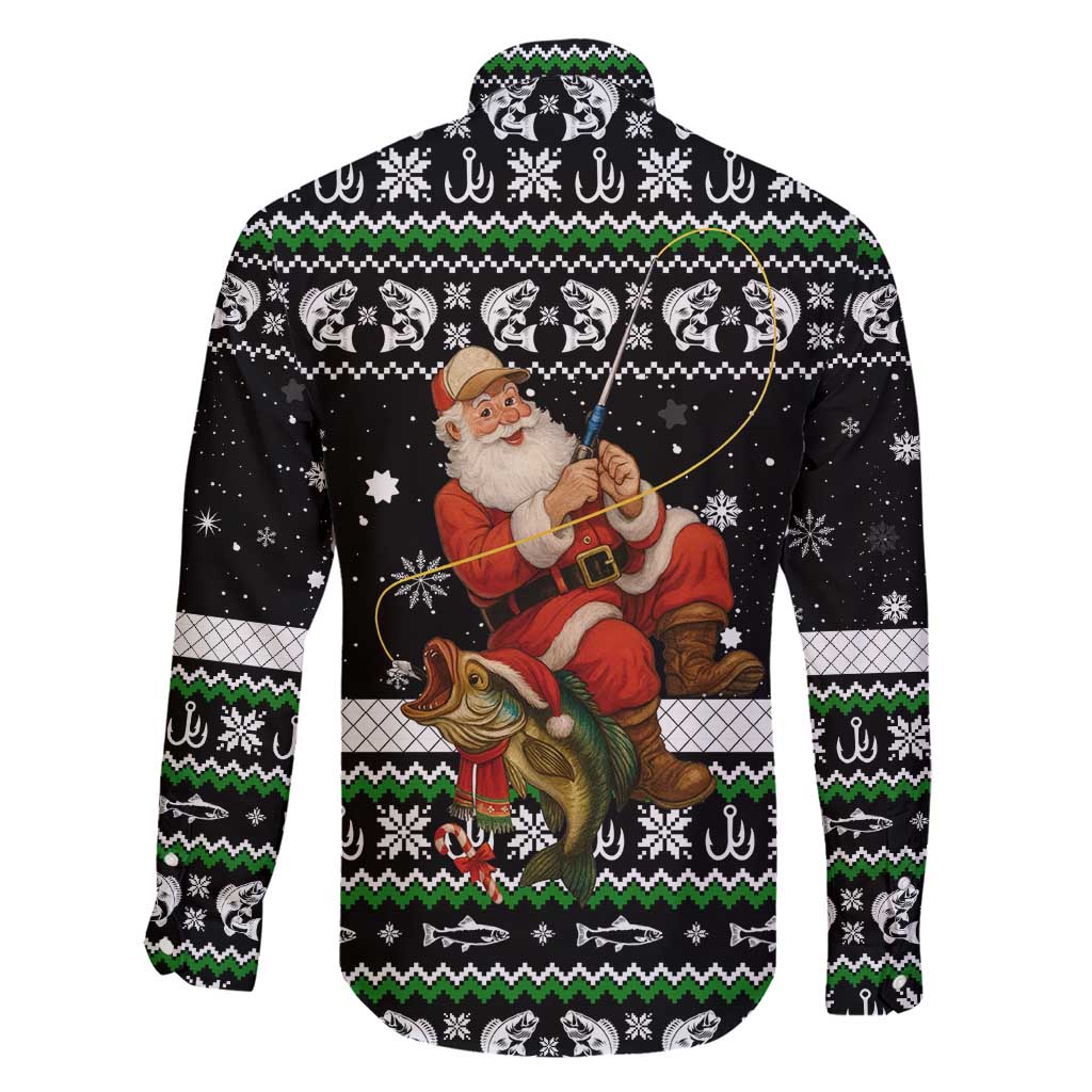 Santa Claus Fishing Christmas Family Matching Short Sleeve Bodycon Dress and Hawaiian Shirt Xmas Holiday Patterns - Wonder Print Shop