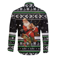 Santa Claus Fishing Christmas Family Matching Short Sleeve Bodycon Dress and Hawaiian Shirt Xmas Holiday Patterns - Wonder Print Shop