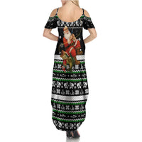 Santa Claus Fishing Christmas Family Matching Summer Maxi Dress and Hawaiian Shirt Xmas Holiday Patterns - Wonder Print Shop
