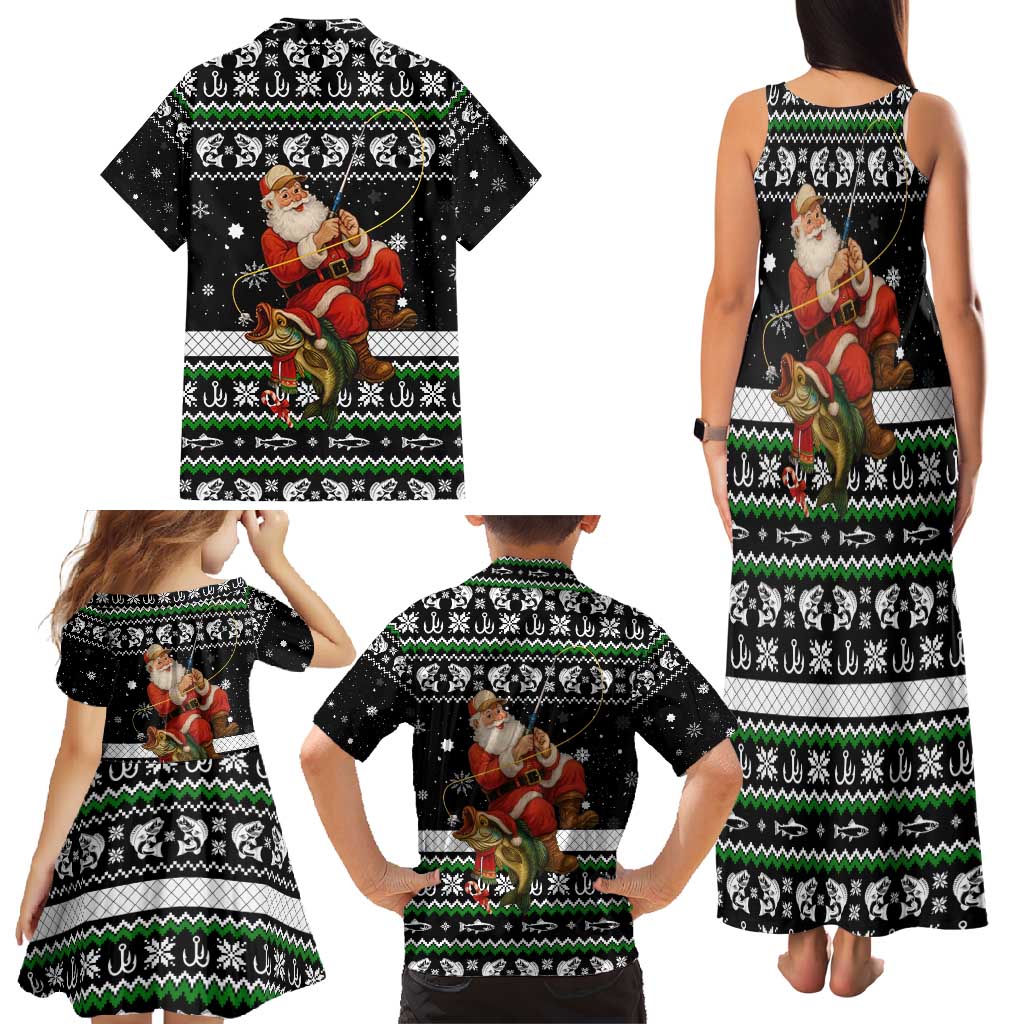 Santa Claus Fishing Christmas Family Matching Tank Maxi Dress and Hawaiian Shirt Xmas Holiday Patterns - Wonder Print Shop