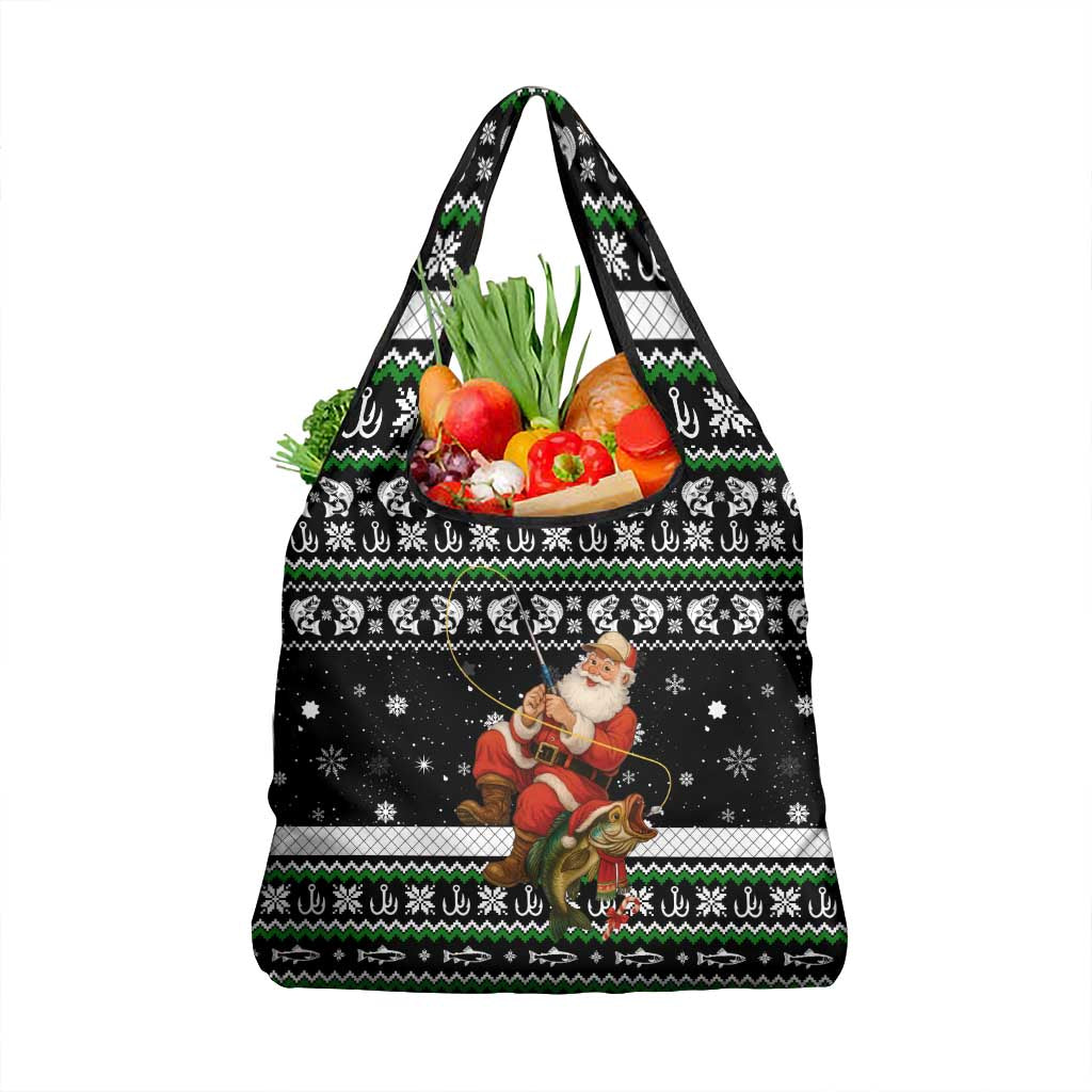 Santa Claus Fishing Christmas Grocery Bag Xmas Holiday Patterns - Wonder Print Shop