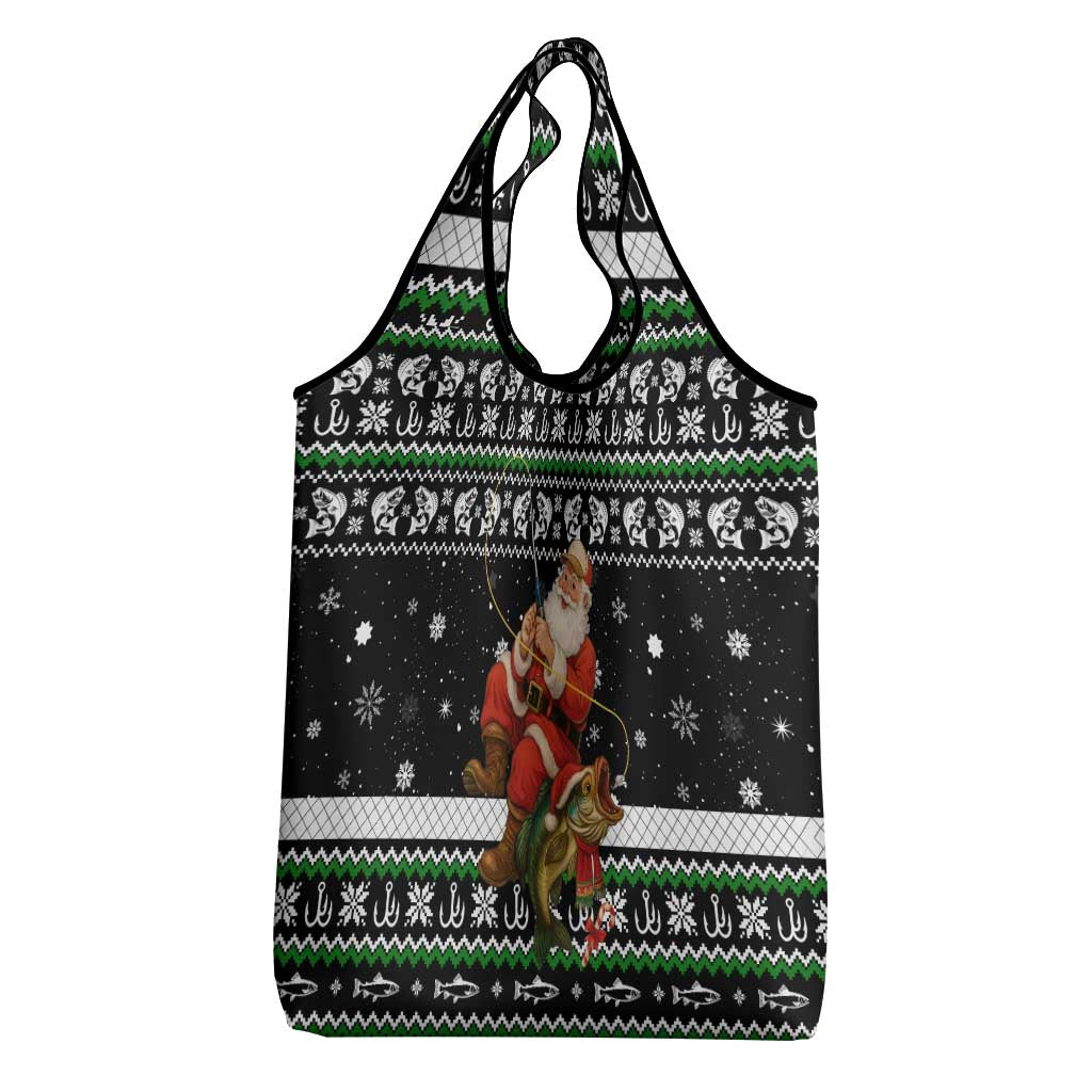 Santa Claus Fishing Christmas Grocery Bag Xmas Holiday Patterns - Wonder Print Shop