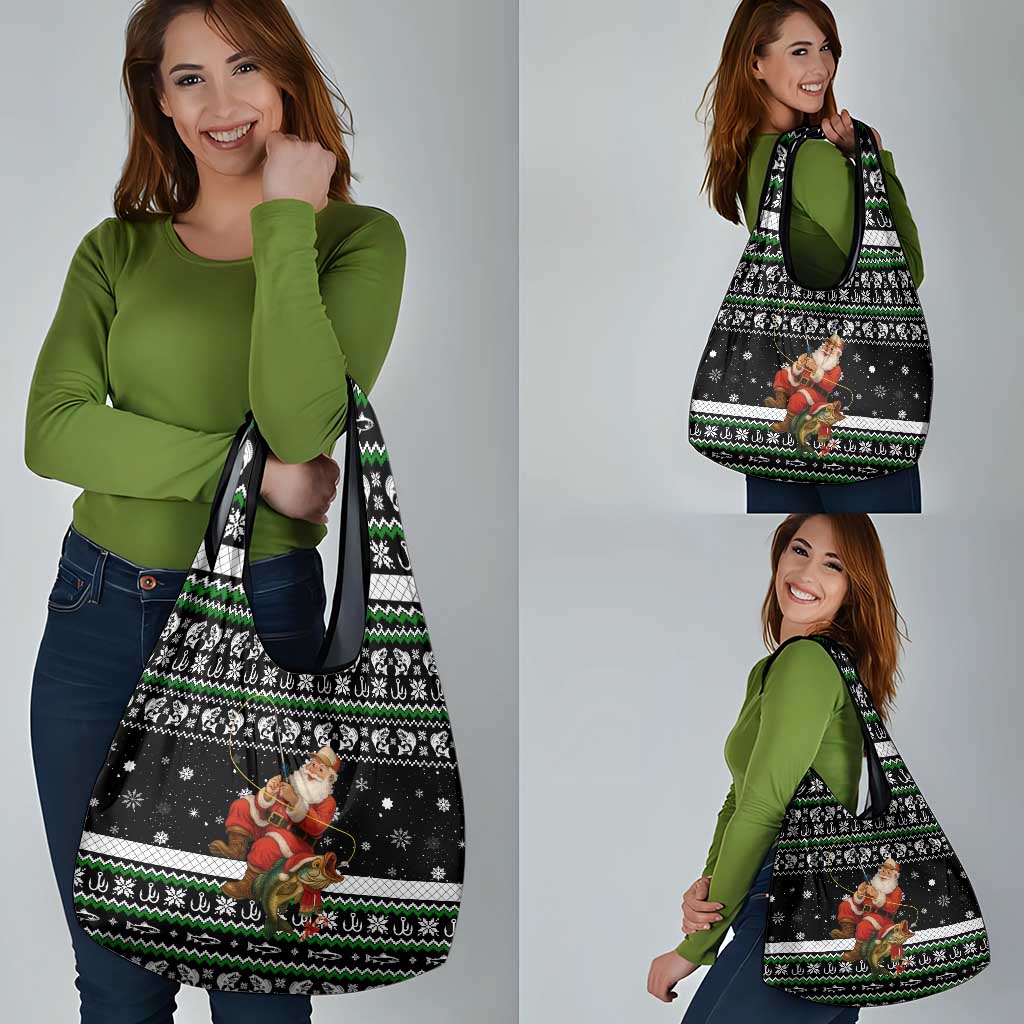 Santa Claus Fishing Christmas Grocery Bag Xmas Holiday Patterns - Wonder Print Shop
