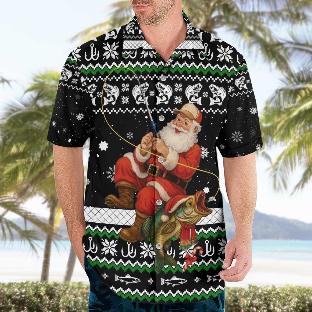 Santa Claus Fishing Christmas Hawaiian Shirt Xmas Holiday Patterns - Wonder Print Shop