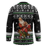 Santa Claus Fishing Christmas Hockey Jersey Xmas Holiday Patterns - Wonder Print Shop