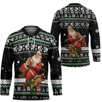 Santa Claus Fishing Christmas Hockey Jersey Xmas Holiday Patterns - Wonder Print Shop