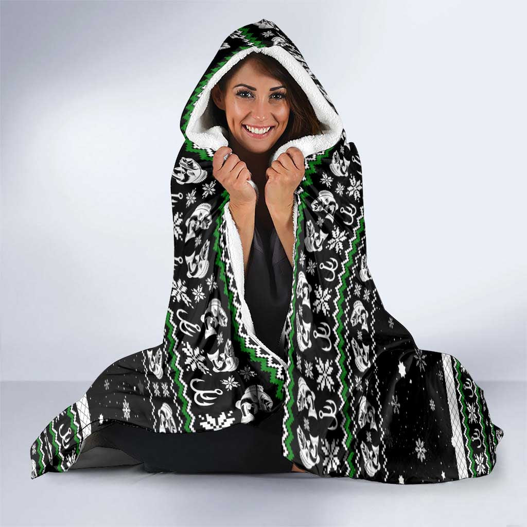 Santa Claus Fishing Christmas Hooded Blanket Xmas Holiday Patterns - Wonder Print Shop
