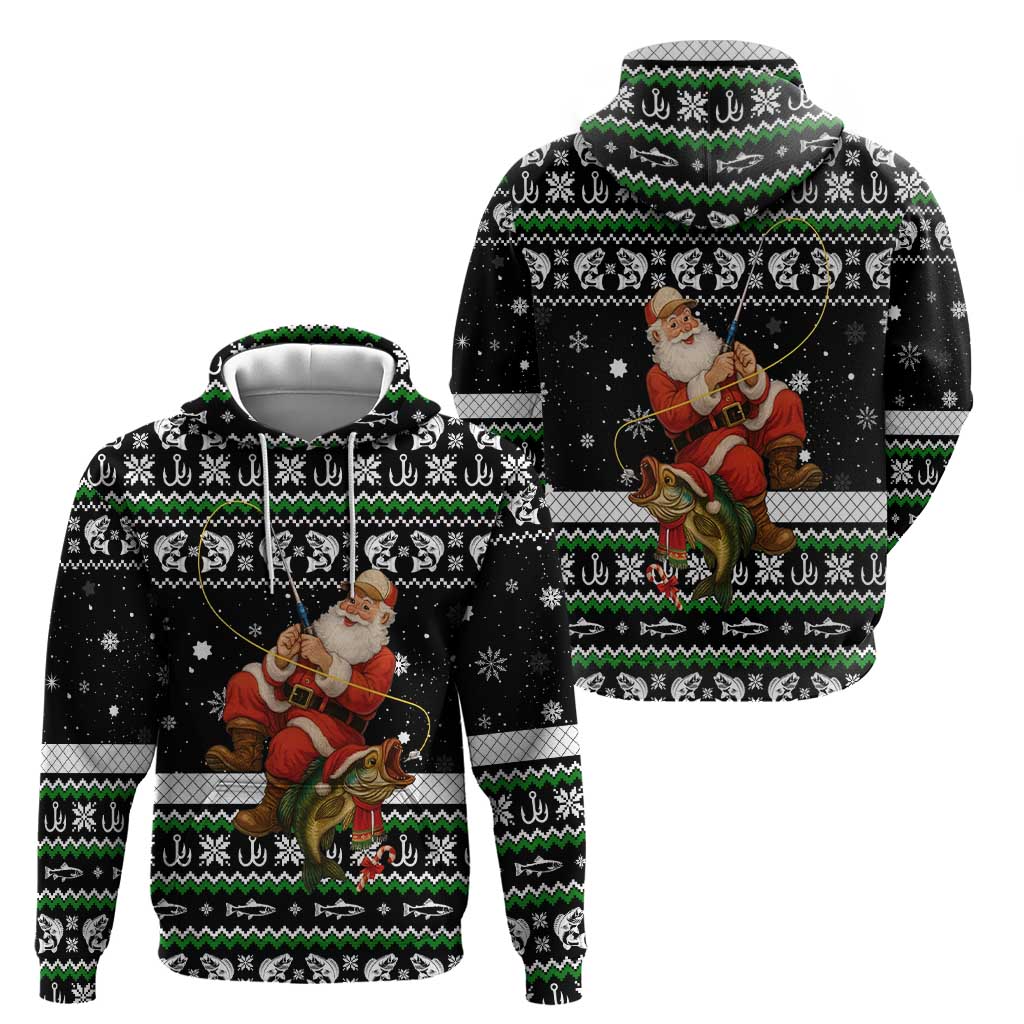 Santa Claus Fishing Christmas Hoodie Xmas Holiday Patterns - Wonder Print Shop