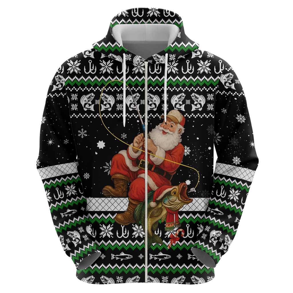 Santa Claus Fishing Christmas Hoodie Xmas Holiday Patterns - Wonder Print Shop