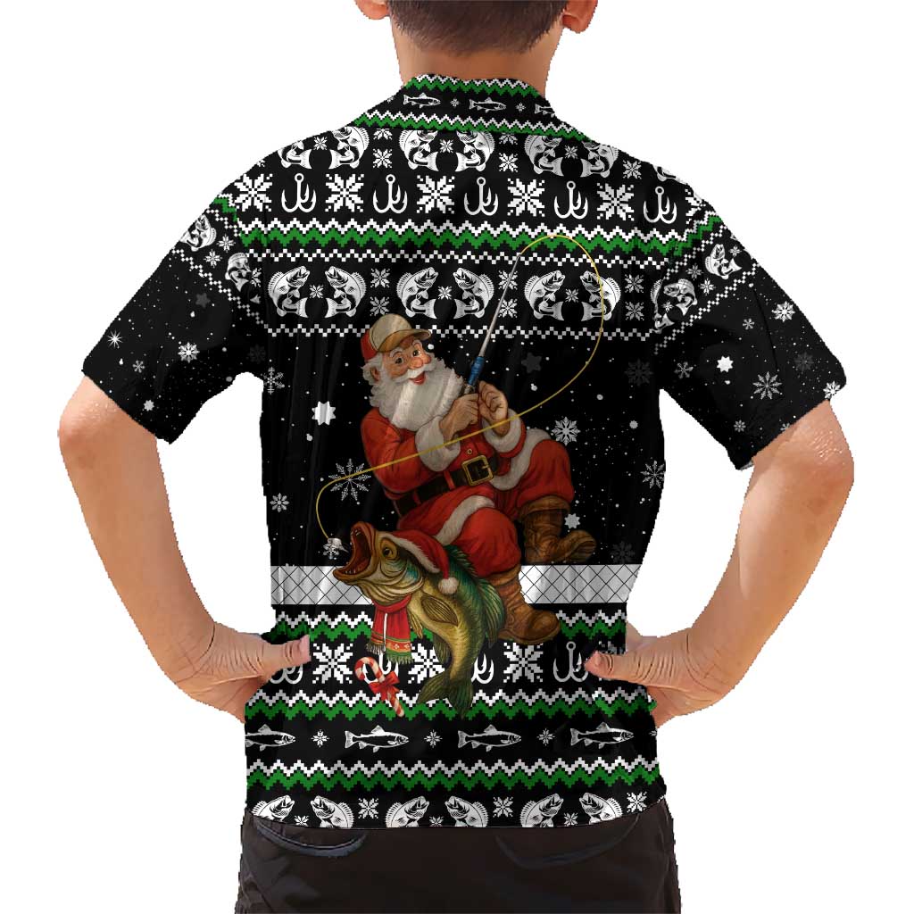 Santa Claus Fishing Christmas Kid Hawaiian Shirt Xmas Holiday Patterns - Wonder Print Shop