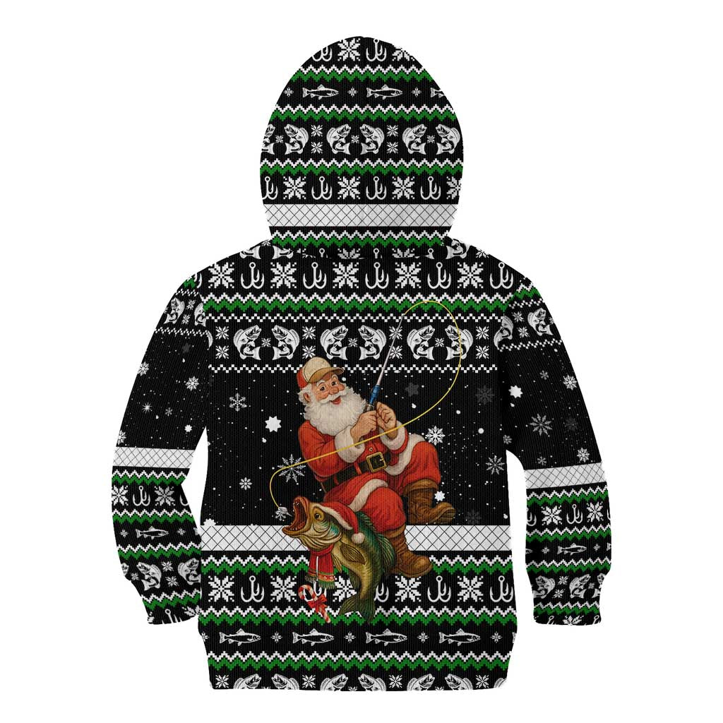 Santa Claus Fishing Christmas Kid Hoodie Xmas Holiday Patterns - Wonder Print Shop