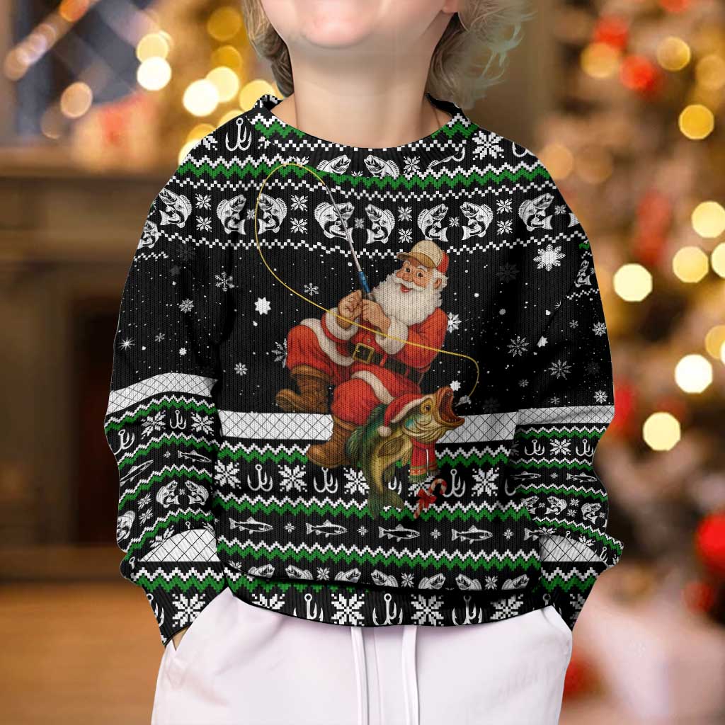 Santa Claus Fishing Christmas Kid Ugly Christmas Sweater Xmas Holiday Patterns - Wonder Print Shop