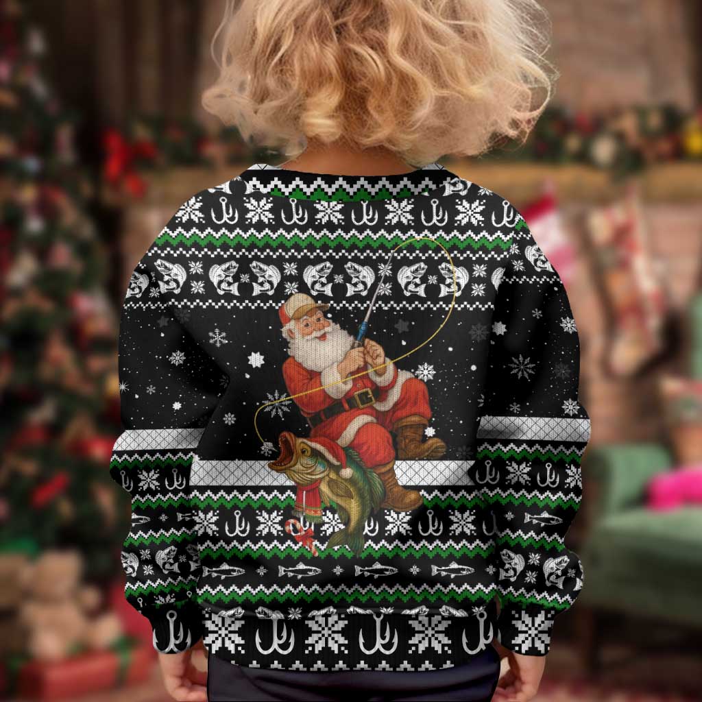 Santa Claus Fishing Christmas Kid Ugly Christmas Sweater Xmas Holiday Patterns - Wonder Print Shop