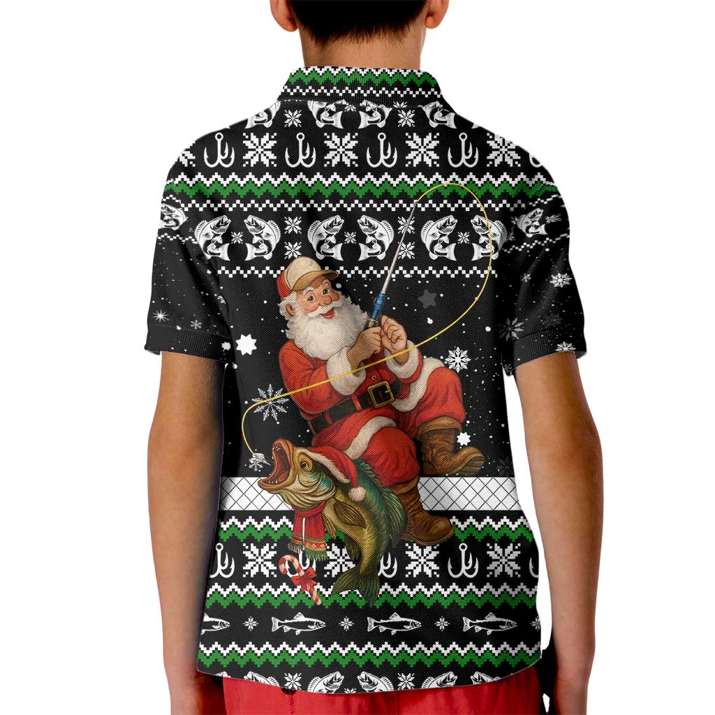 Santa Claus Fishing Christmas Kid Polo Shirt Xmas Holiday Patterns - Wonder Print Shop