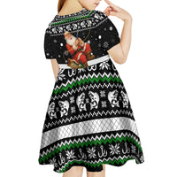 Santa Claus Fishing Christmas Kid Short Sleeve Dress Xmas Holiday Patterns - Wonder Print Shop