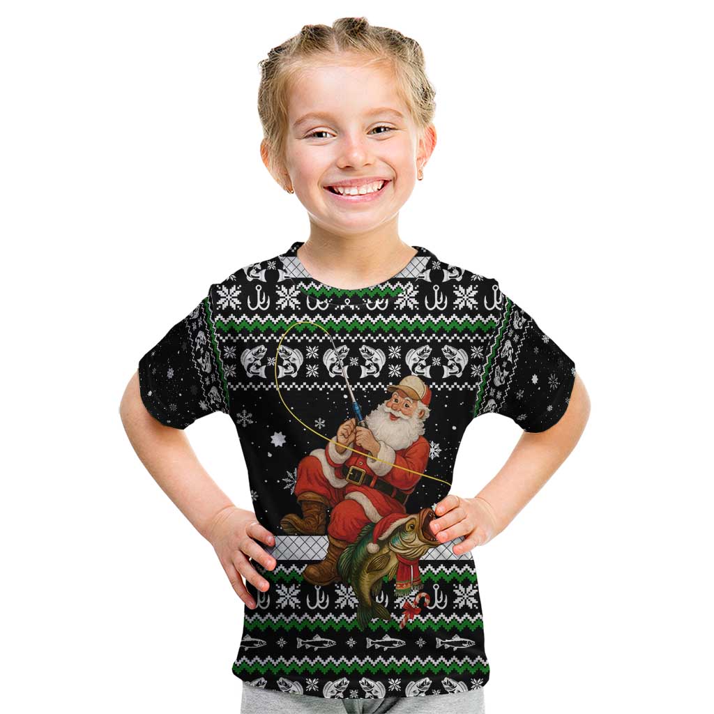 Santa Claus Fishing Christmas Kid T Shirt Xmas Holiday Patterns - Wonder Print Shop