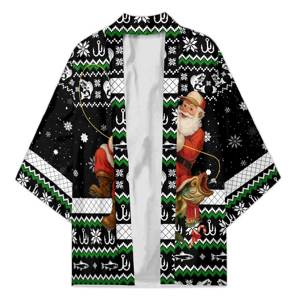 Santa Claus Fishing Christmas Kimono Xmas Holiday Patterns - Wonder Print Shop