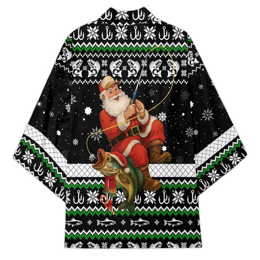 Santa Claus Fishing Christmas Kimono Xmas Holiday Patterns - Wonder Print Shop