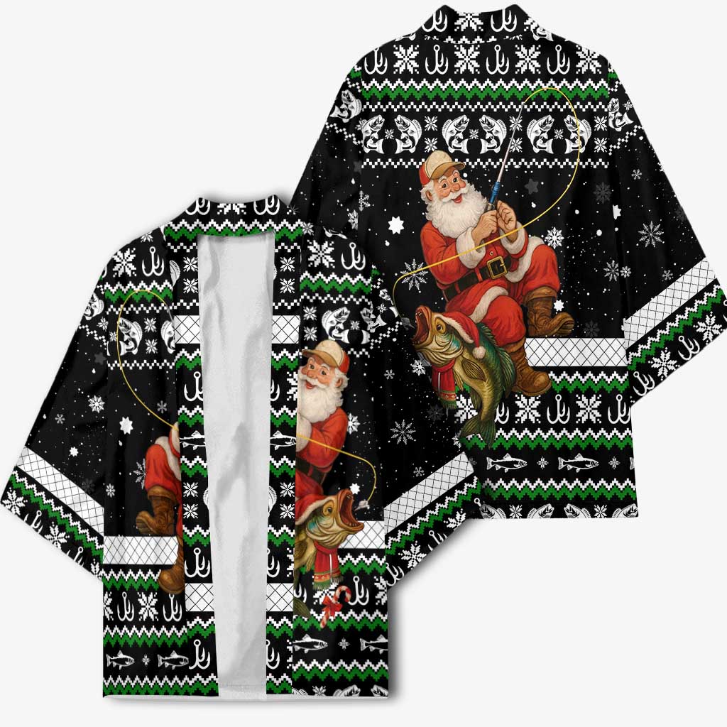 Santa Claus Fishing Christmas Kimono Xmas Holiday Patterns - Wonder Print Shop