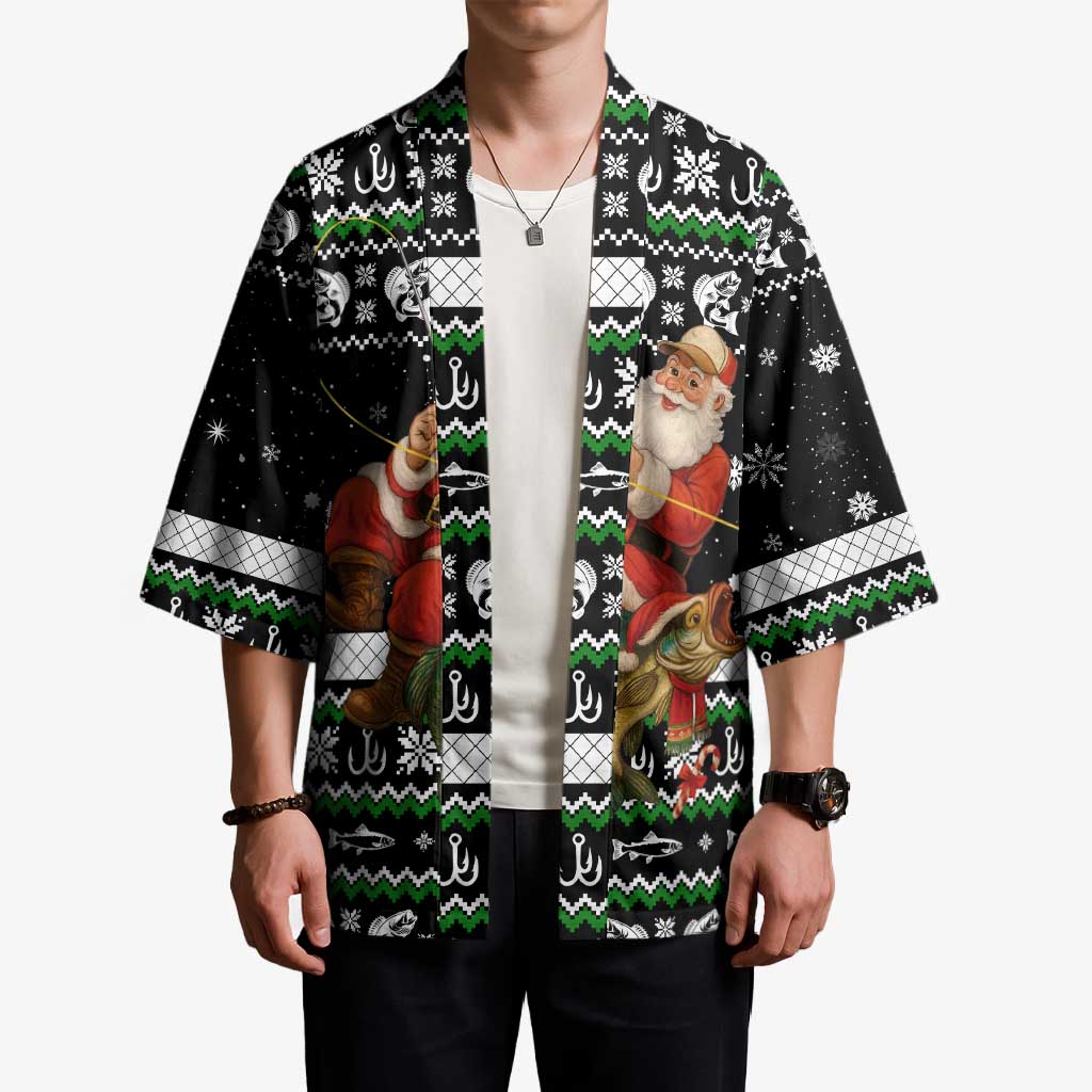 Santa Claus Fishing Christmas Kimono Xmas Holiday Patterns - Wonder Print Shop