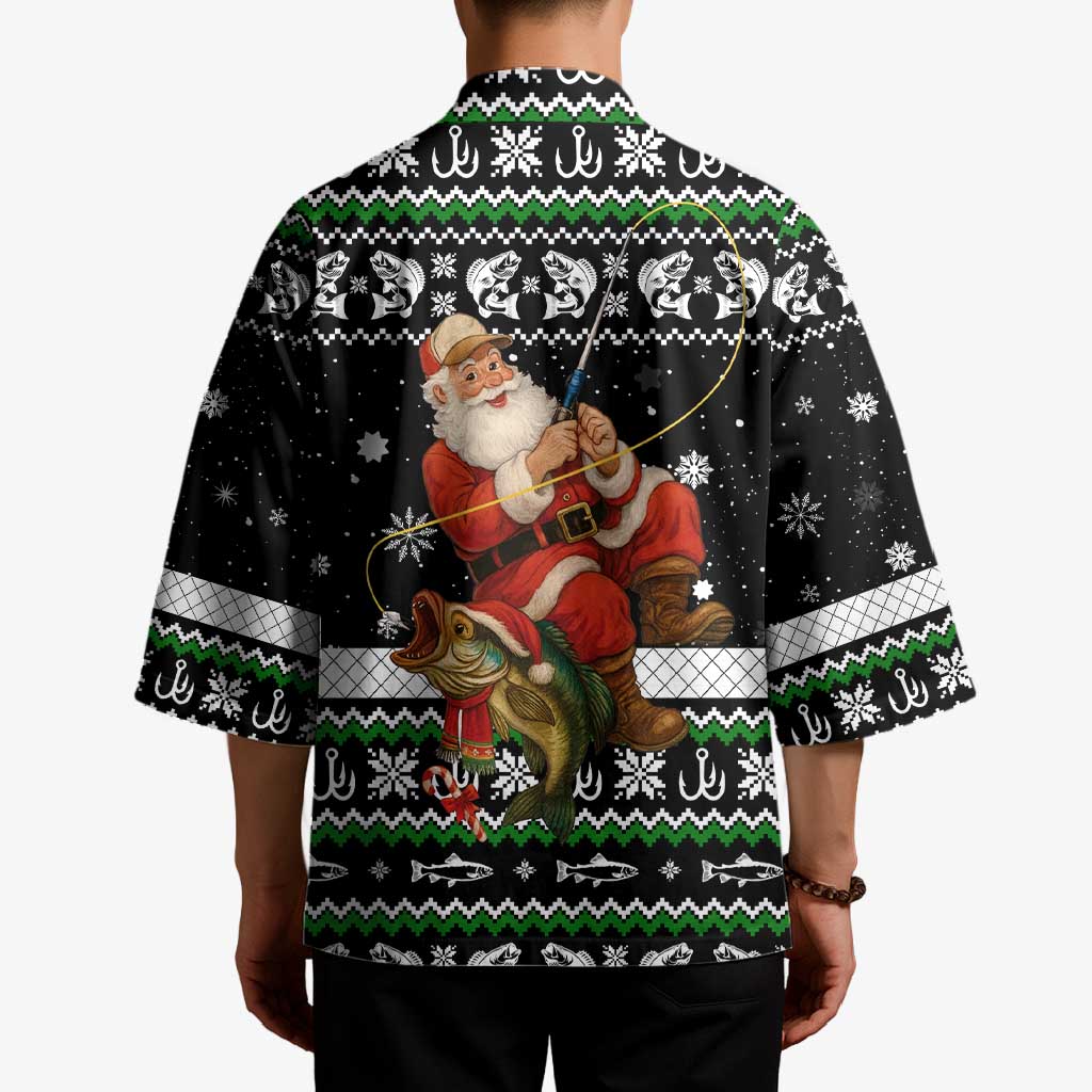 Santa Claus Fishing Christmas Kimono Xmas Holiday Patterns - Wonder Print Shop