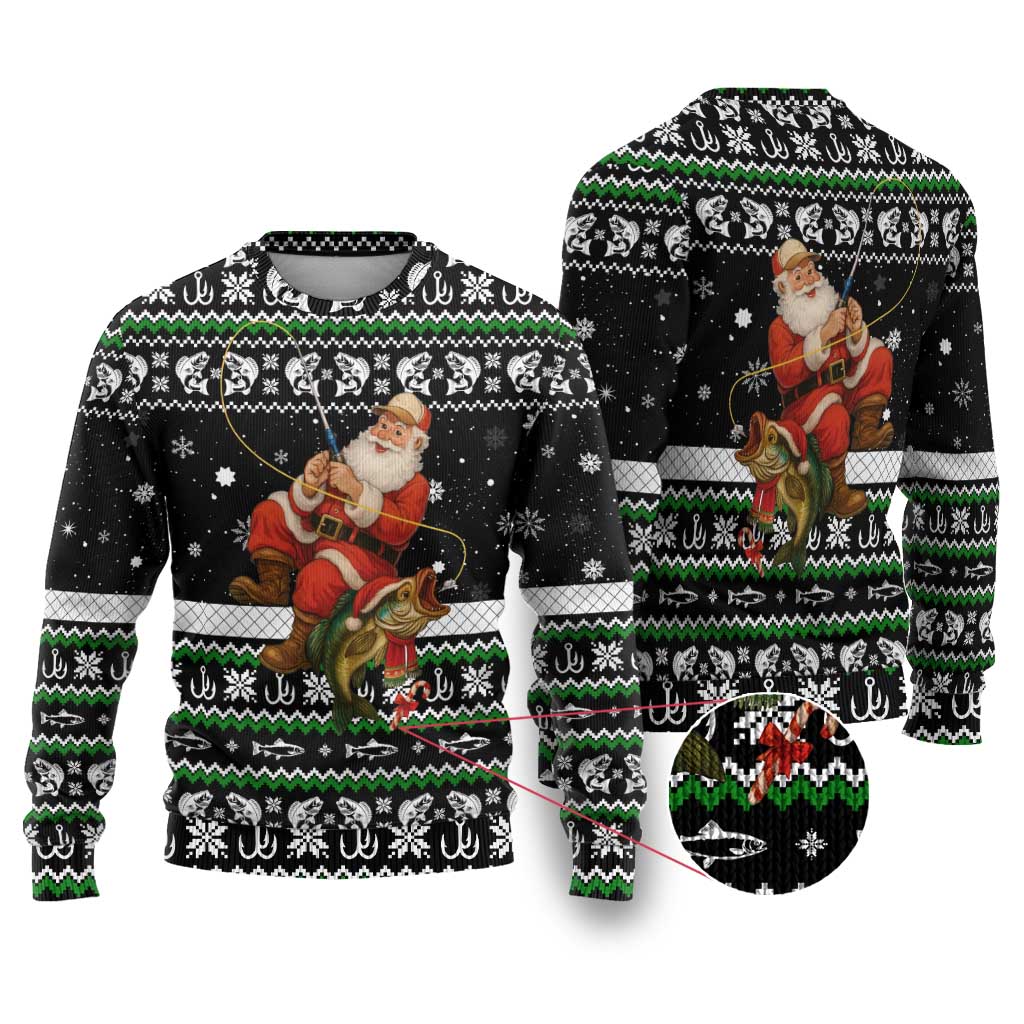 Santa Claus Fishing Christmas Ugly Christmas Sweater Xmas Holiday Patterns - Wonder Print Shop