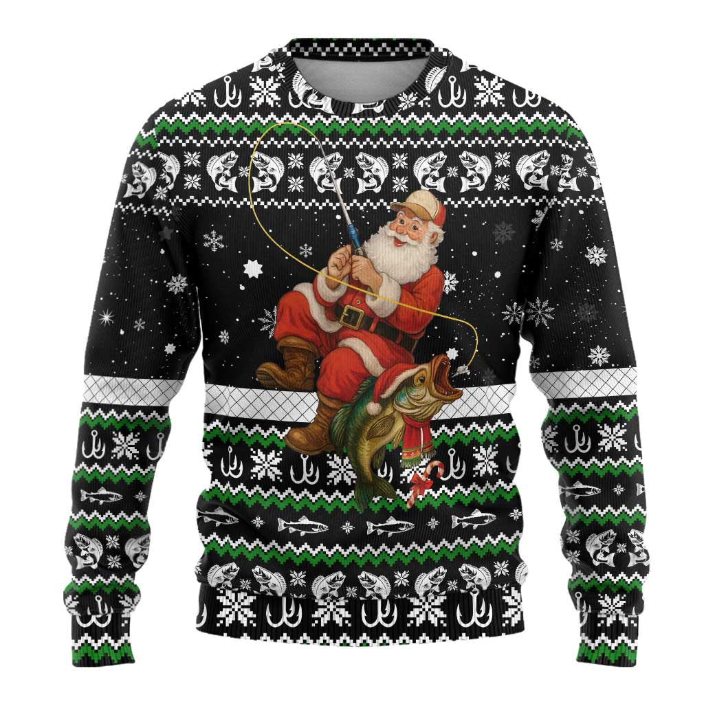 Santa Claus Fishing Christmas Ugly Christmas Sweater Xmas Holiday Patterns - Wonder Print Shop