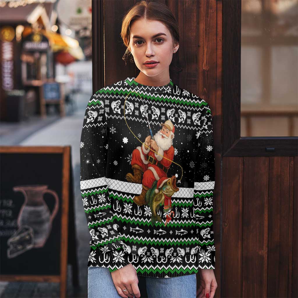 Santa Claus Fishing Christmas Ugly Christmas Sweater Xmas Holiday Patterns - Wonder Print Shop