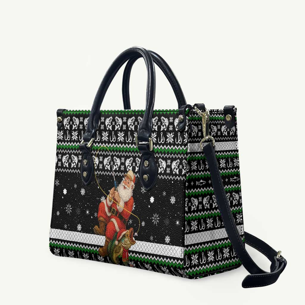 Santa Claus Fishing Christmas Leather Bag Xmas Holiday Patterns - Wonder Print Shop