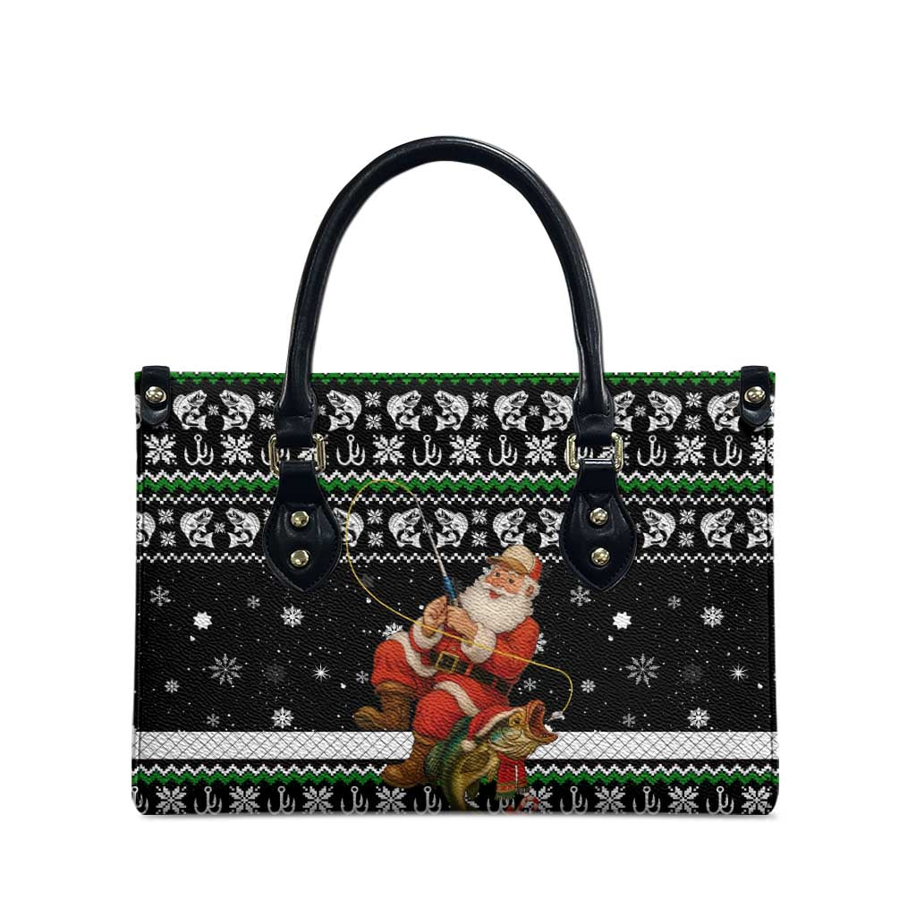 Santa Claus Fishing Christmas Leather Bag Xmas Holiday Patterns - Wonder Print Shop
