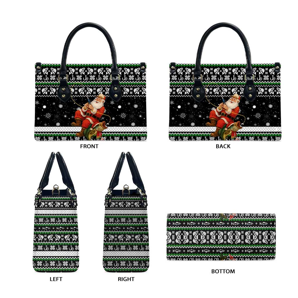 Santa Claus Fishing Christmas Leather Bag Xmas Holiday Patterns - Wonder Print Shop