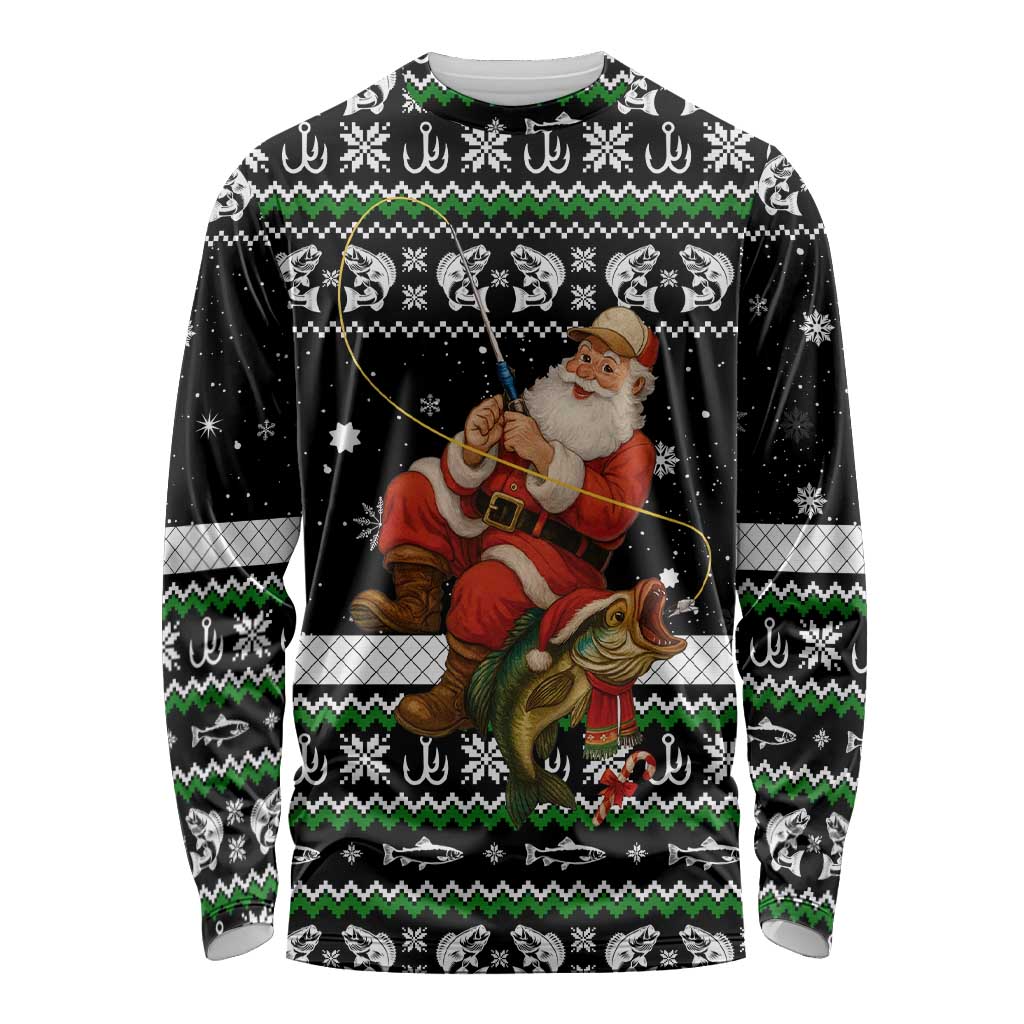 Santa Claus Fishing Christmas Long Sleeve Shirt Xmas Holiday Patterns - Wonder Print Shop