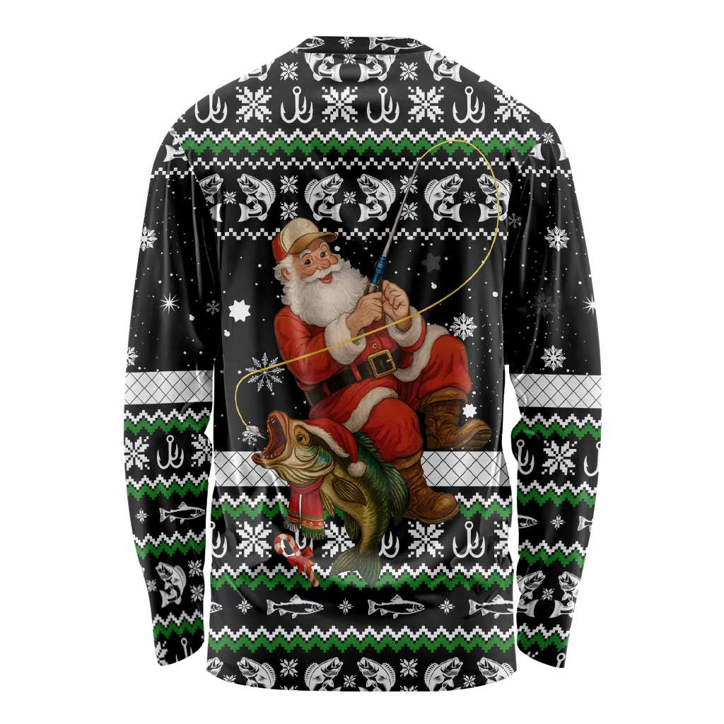 Santa Claus Fishing Christmas Long Sleeve Shirt Xmas Holiday Patterns - Wonder Print Shop