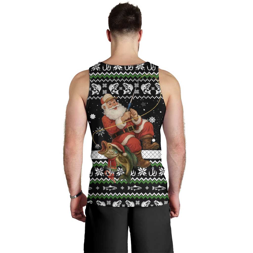 Santa Claus Fishing Christmas Men Tank Top Xmas Holiday Patterns - Wonder Print Shop