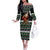 Santa Claus Fishing Christmas Off The Shoulder Long Sleeve Dress Xmas Holiday Patterns - Wonder Print Shop