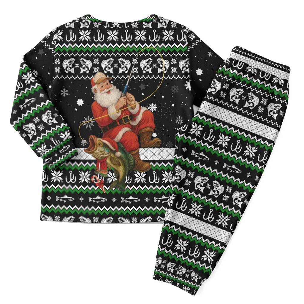Santa Claus Fishing Christmas Pajama Set Xmas Holiday Patterns - Wonder Print Shop