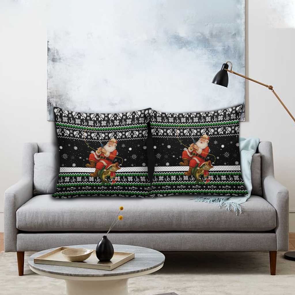 Santa Claus Fishing Christmas Pillow Cover Xmas Holiday Patterns - Wonder Print Shop