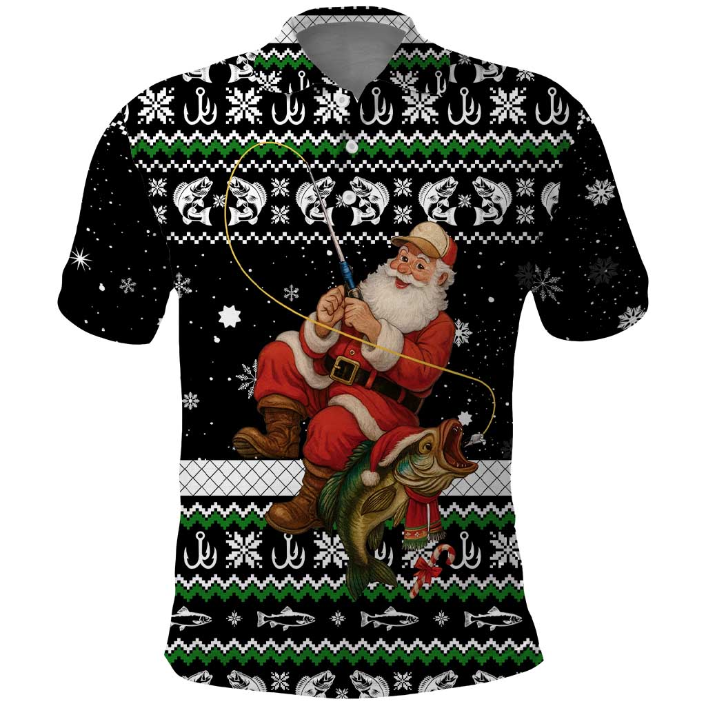 Santa Claus Fishing Christmas Polo Shirt Xmas Holiday Patterns - Wonder Print Shop