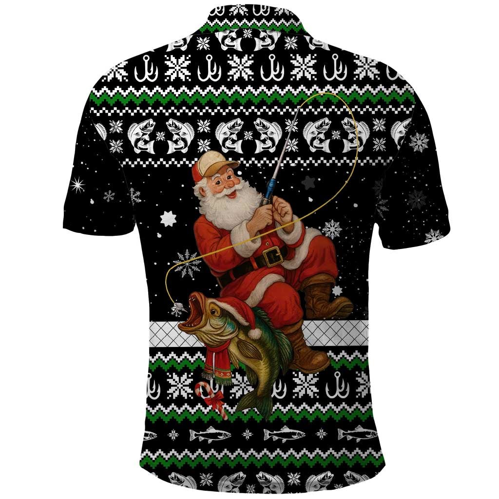 Santa Claus Fishing Christmas Polo Shirt Xmas Holiday Patterns - Wonder Print Shop