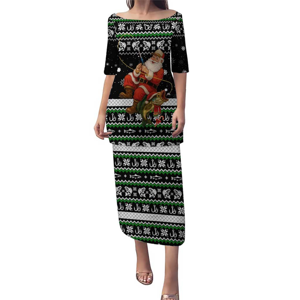 Santa Claus Fishing Christmas Puletasi Xmas Holiday Patterns - Wonder Print Shop