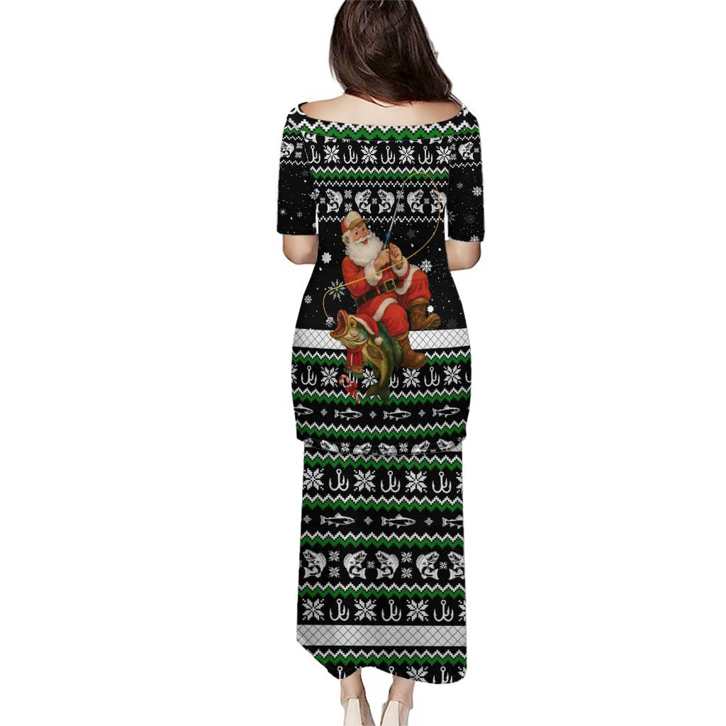 Santa Claus Fishing Christmas Puletasi Xmas Holiday Patterns - Wonder Print Shop
