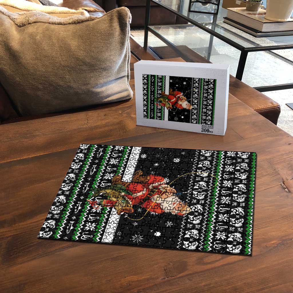 Santa Claus Fishing Christmas Puzzle Xmas Holiday Patterns - Wonder Print Shop