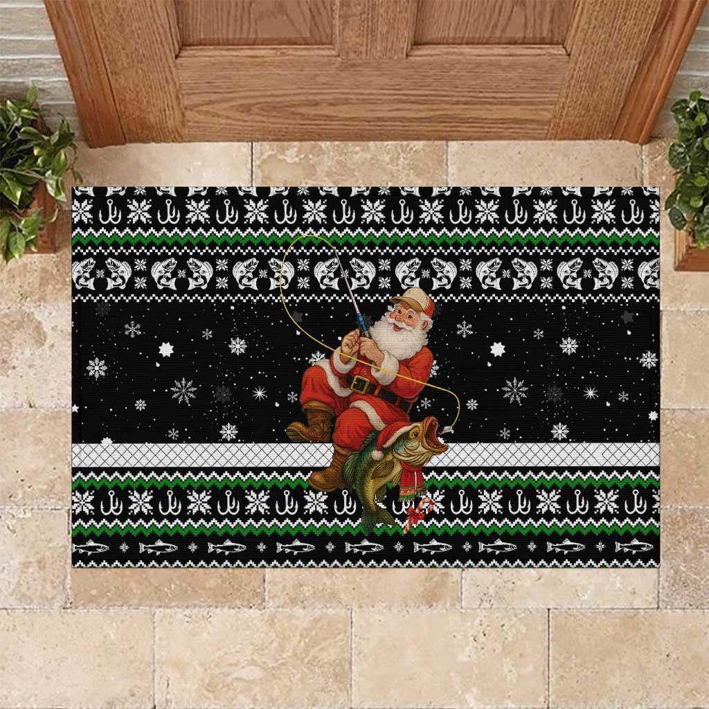 Santa Claus Fishing Christmas Rubber Doormat Xmas Holiday Patterns - Wonder Print Shop