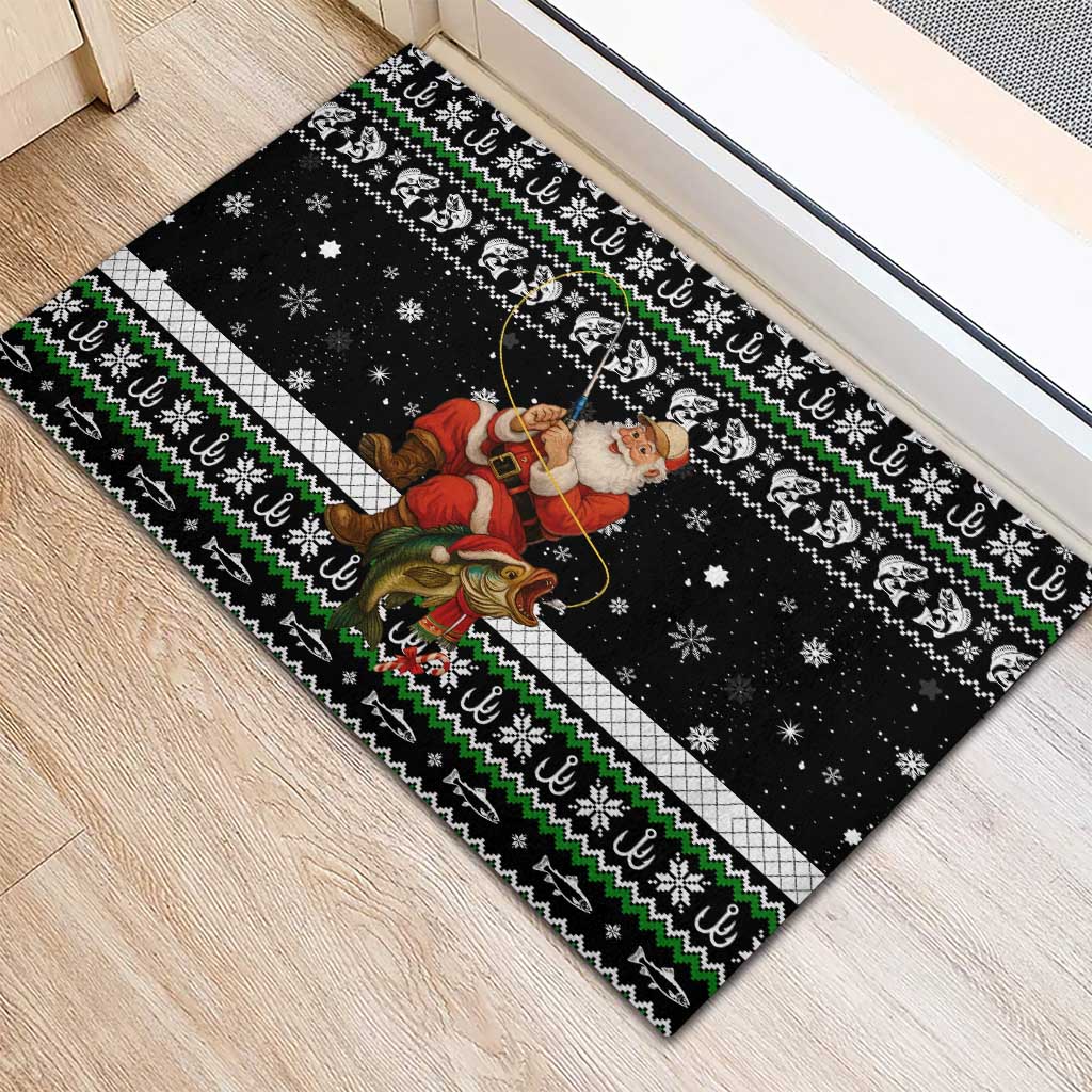 Santa Claus Fishing Christmas Rubber Doormat Xmas Holiday Patterns - Wonder Print Shop