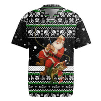 Santa Claus Fishing Christmas Rugby Jersey Xmas Holiday Patterns - Wonder Print Shop