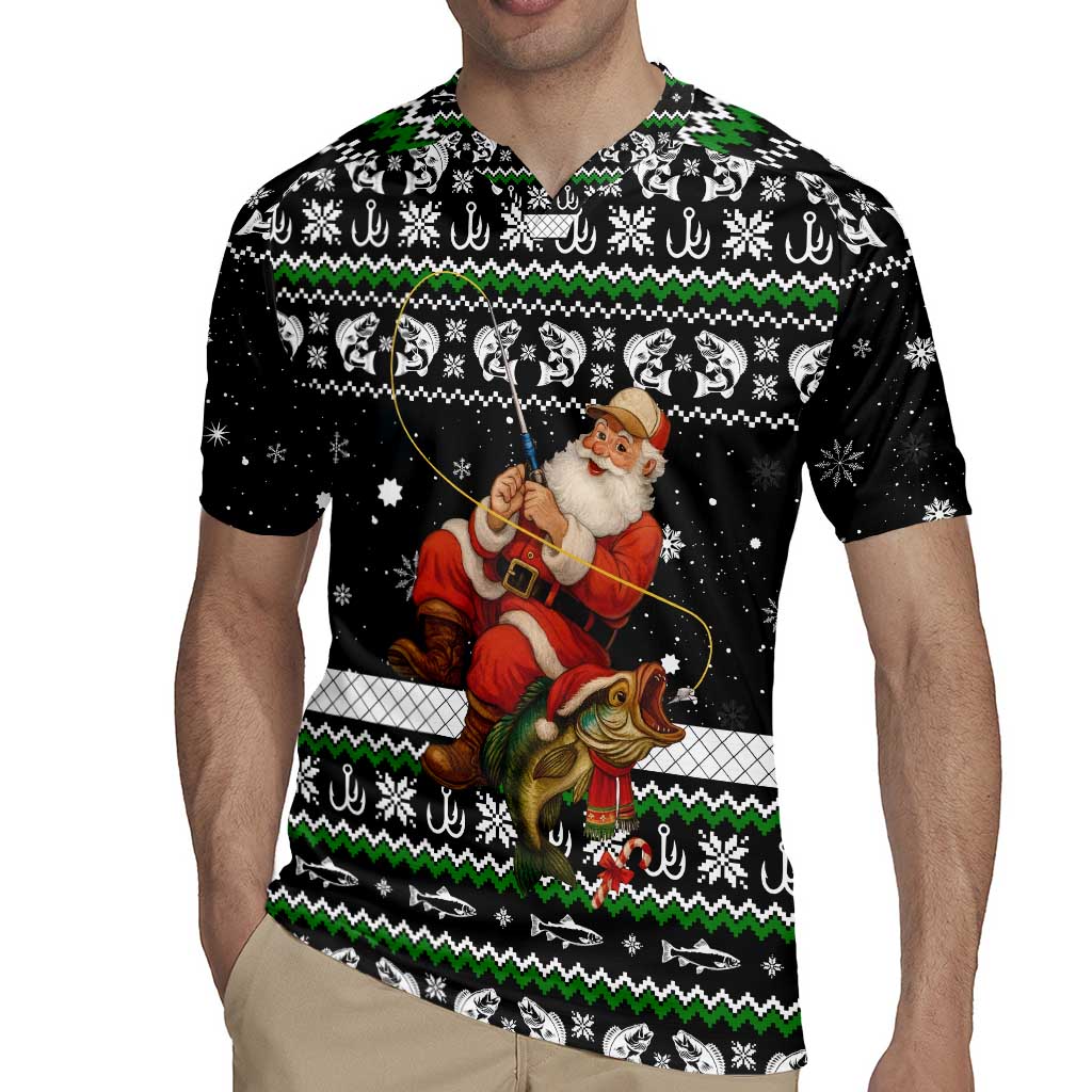 Santa Claus Fishing Christmas Rugby Jersey Xmas Holiday Patterns - Wonder Print Shop