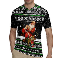 Santa Claus Fishing Christmas Rugby Jersey Xmas Holiday Patterns - Wonder Print Shop