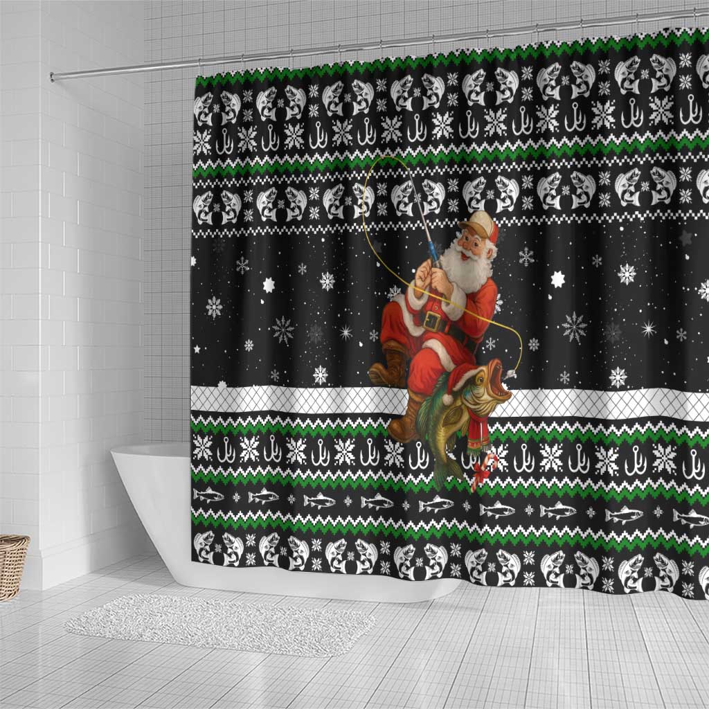 Santa Claus Fishing Christmas Shower Curtain Xmas Holiday Patterns - Wonder Print Shop