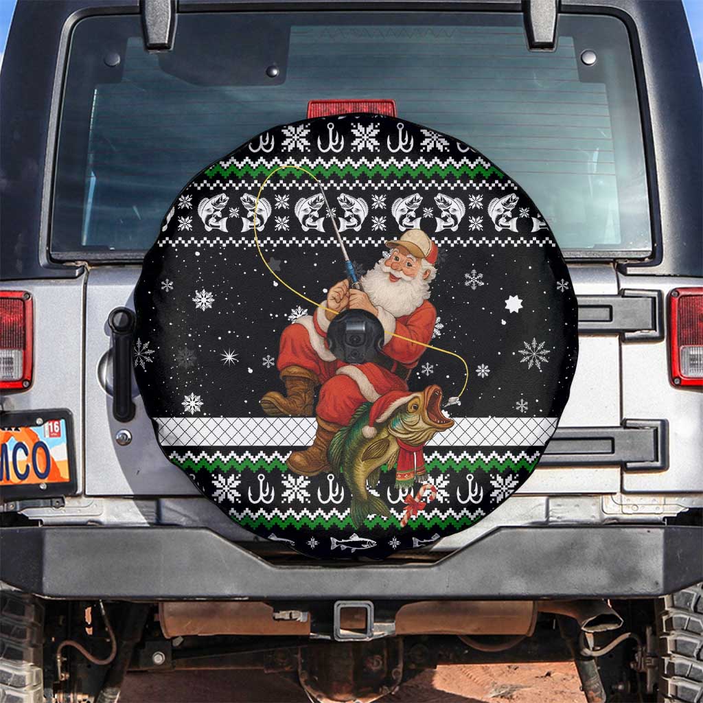 Santa Claus Fishing Christmas Spare Tire Cover Xmas Holiday Patterns - Wonder Print Shop