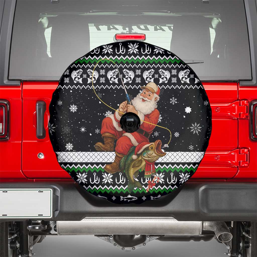 Santa Claus Fishing Christmas Spare Tire Cover Xmas Holiday Patterns - Wonder Print Shop